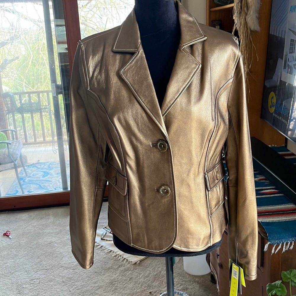 NWT Ashley B Leather Coat